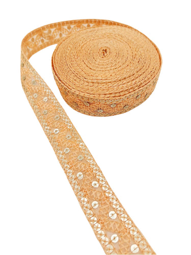 Embroidered Lace Trim Sequins Trim 3 Yards Decorative Sari Border Costume Ribbon Crafting Sewing Tape